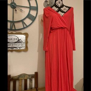 Plus Size Maxi Faux Wrap Dress- Runs Small more 1X